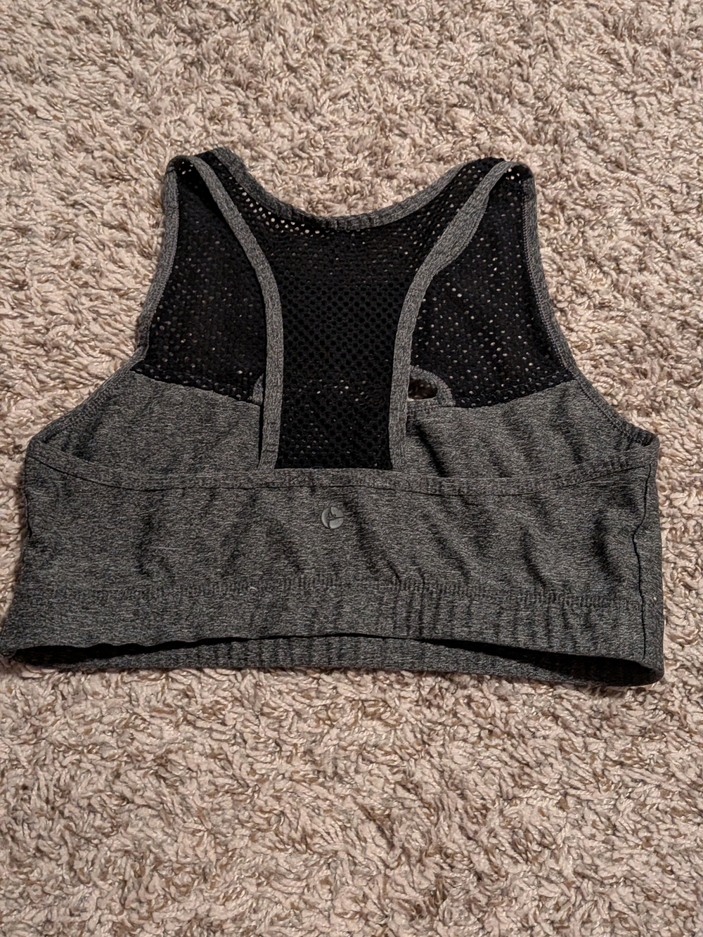 90 Degree By Reflex Gray & Black Mesh Racerback Sports Bra